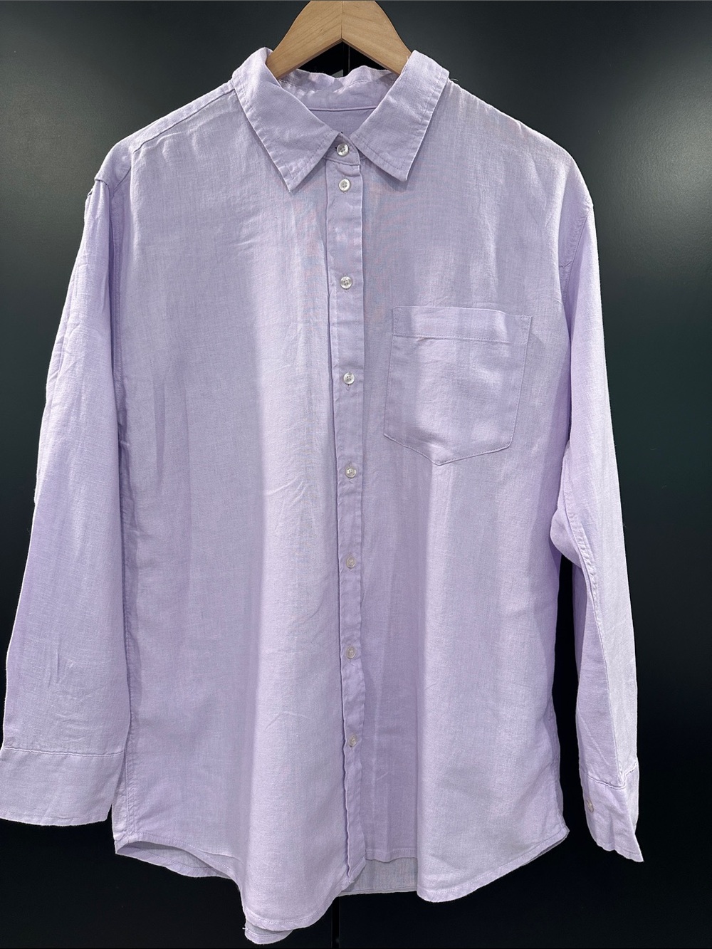 Gap Linen Blend Long-Sleeve Button Up Shirt in Light Lavender